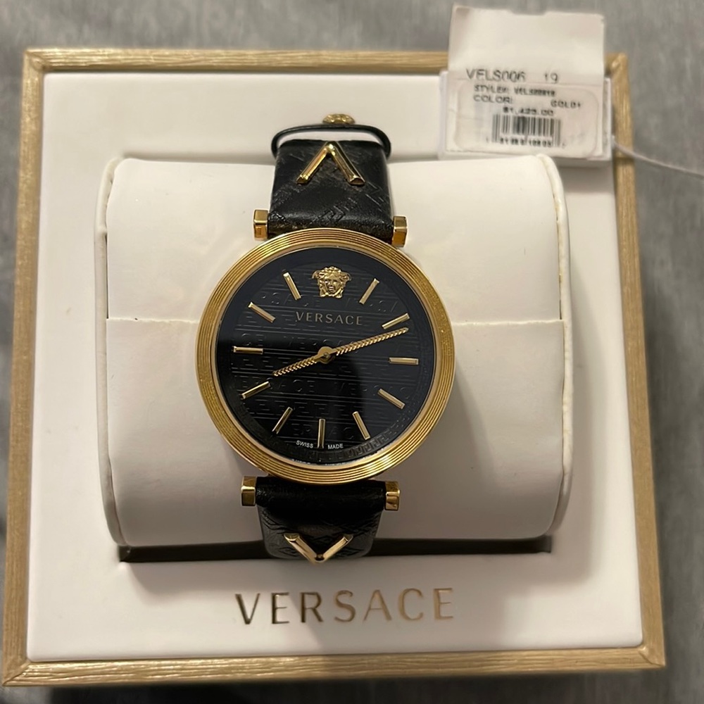 Versace black and gold watch